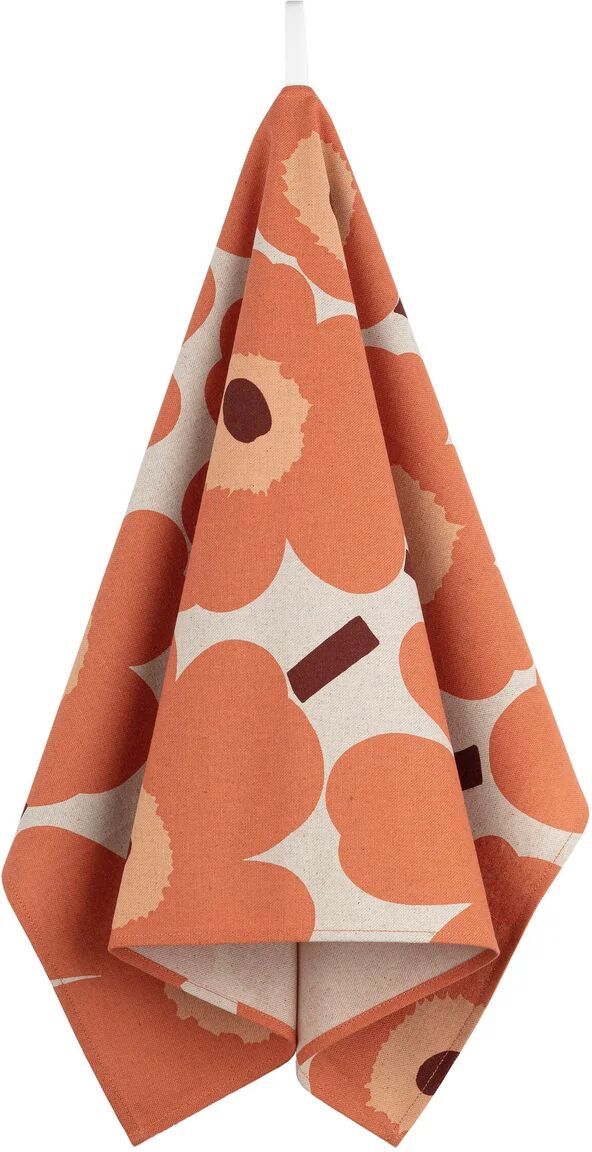 Marimekko Pieni Unikko kjøkkenhåndkle bomull-lin 47x70 cm Beige-oransje-brun