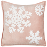 Beliani Almofada decorativa em veludo rosa 45 x 45 cm padrão natalício capas removíveis sala de estar quarto