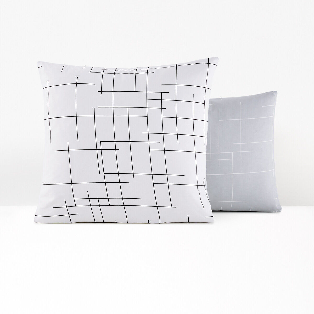 La Redoute Interieurs Fronha de almofada em algodão, Charline   Estampado Cinzento/Branco