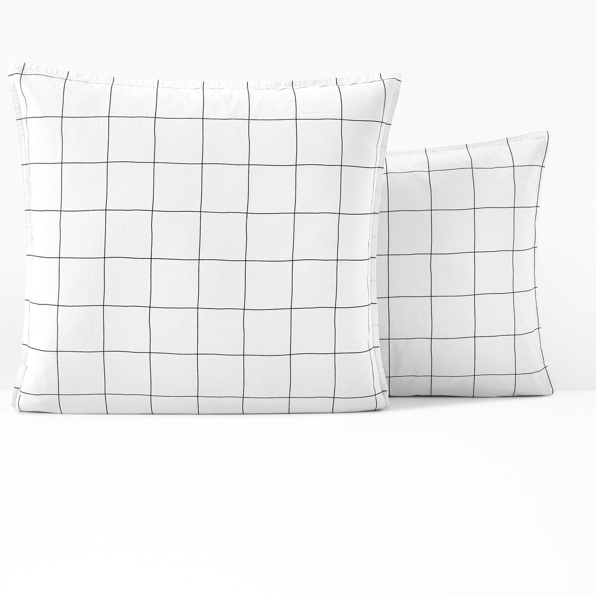 La Redoute Interieurs Fronha de almofada em algodão lavado, Monille   Estampado quadrados branco/preto