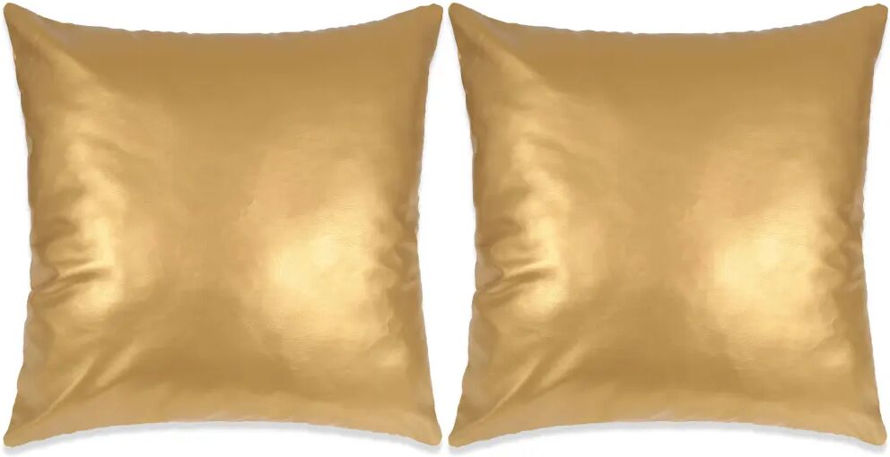 vidaXL Conjunto de almofadas 2 pcs PU 45x45 cm dourado