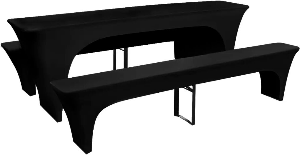 vidaXL Conjunto 3 capas para mesa e bancos de bar, preto 220 x 50 x 80 cm