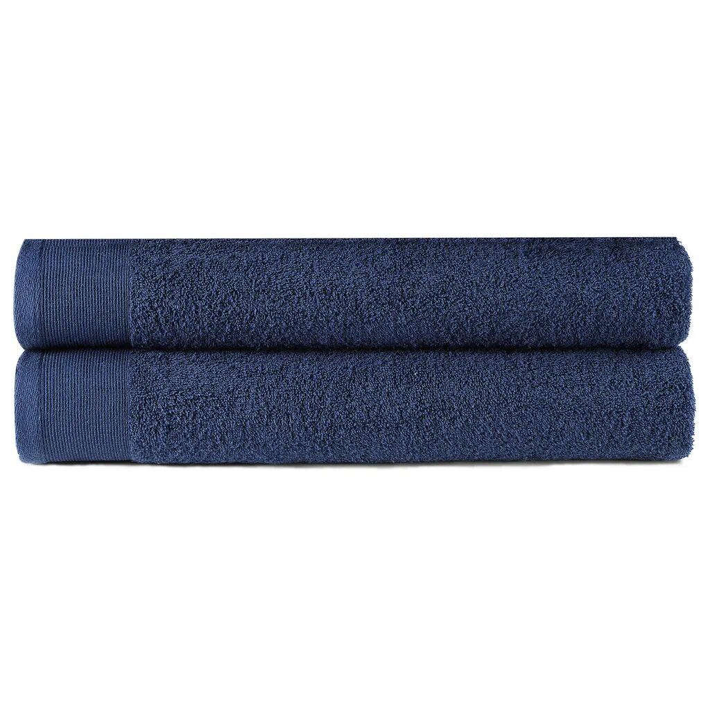 vidaXL Conj. toalhas banho 2 pcs algodão 450 g 70x140 cm azul-marinho