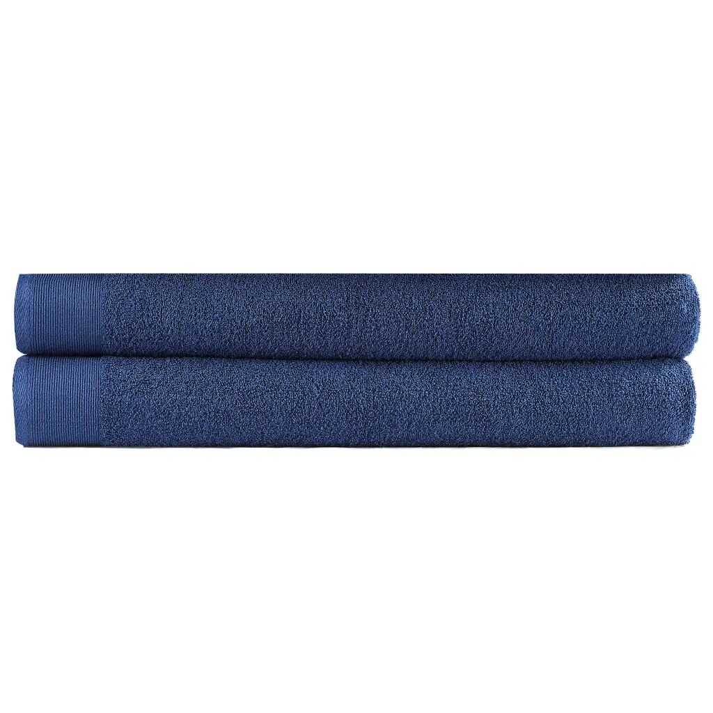 vidaXL Conj. toalhas sauna 2 pcs algodão 450 g. 80x200 cm azul-marinho