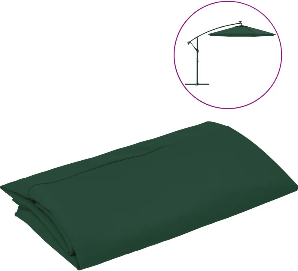 vidaXL Tecido de substituição p/ guarda-sol cantilever 350 cm verde