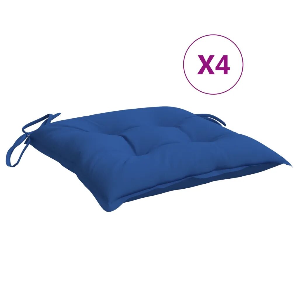 vidaXL Almofadões de cadeira 4 pcs 40x40x7 cm tecido azul