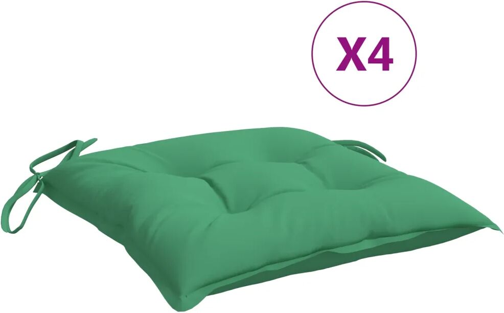 vidaXL Almofadões de cadeira 4 pcs 50x50x7 cm tecido verde