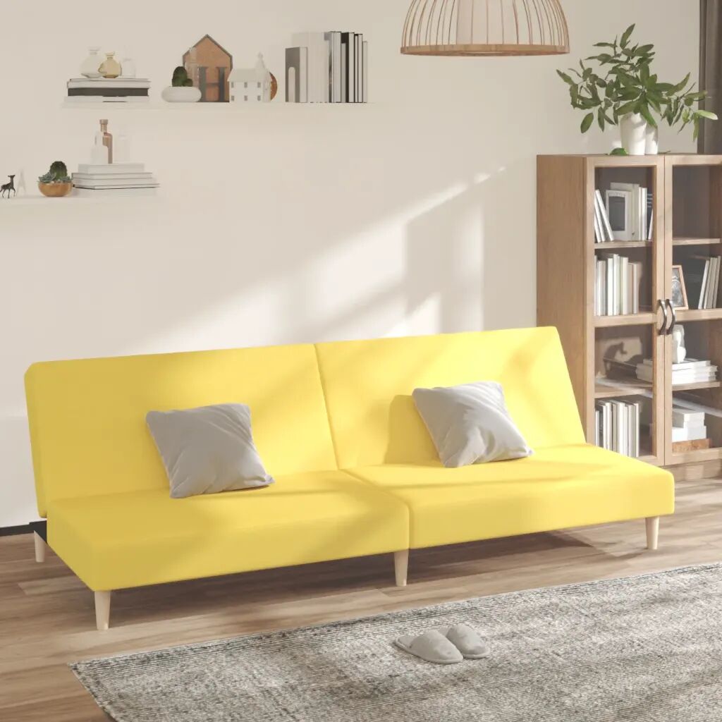 vidaXL Sofá-cama de 2 lugares tecido amarelo