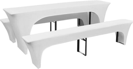 Vidaxl Conjunto Capas para Mesa e Bancos 3 uni. (Branco - 220 x 70 x 80 cm)