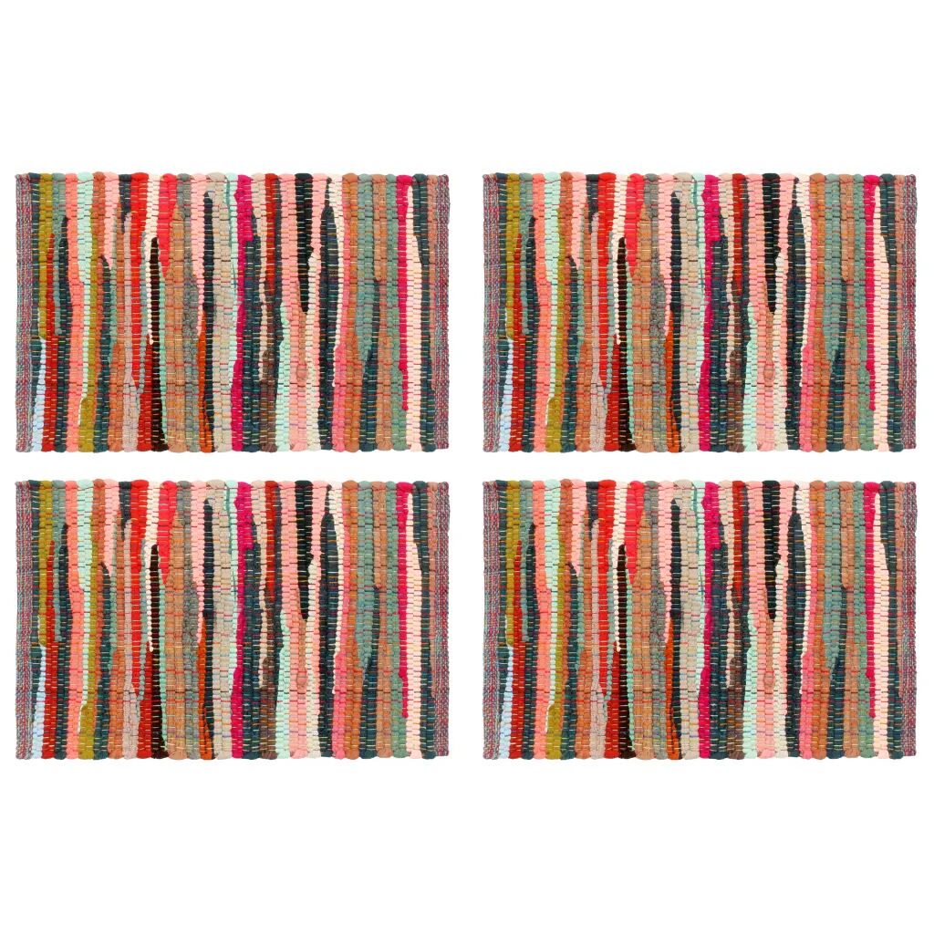 vidaXL Naproane, 4 buc., chindi, multicolor, 30 x 45 cm, bumbac