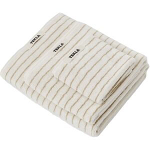 Tekla - Hand Towel 50x80, Sienna Stripes - Sienna Stripes - Beige,Vit - Handdukar Och Badlakan