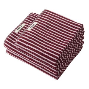 Tekla - Terry Towel - Striped - Red  Rose 70x140 - Red, Rose - Röd - Handdukar Och Badlakan
