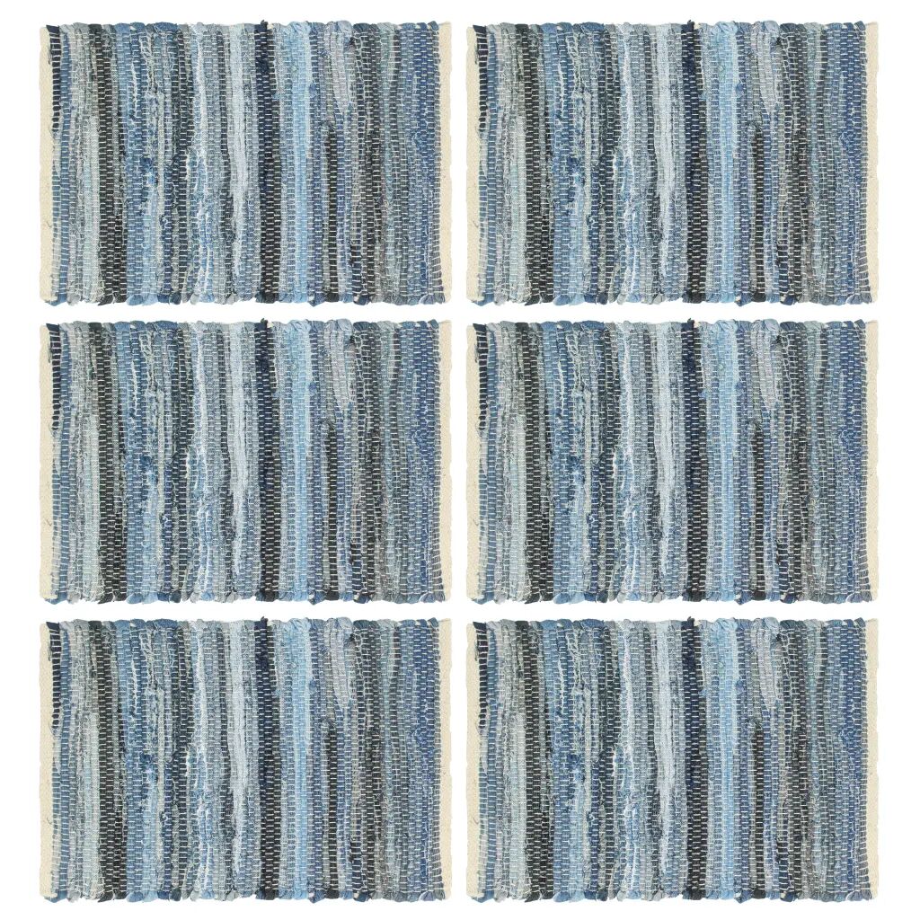 vidaXL Prestierania 6 ks chindi rifľovo-modré 30x45 cm bavlnené