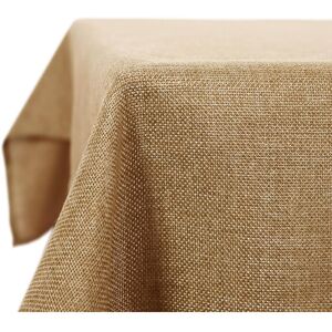 Faux Linen Water Resistant Table Cloth 55 x98 Inch Golden Brown - Golden Brown - Deconovo