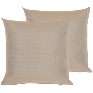 Beliani Set of 2 Outdoor Pillows Cushions Polyester Sand Beige 40 x 40 cm Zip Modern Design Scatter Cushion Throw Material:Polyester Size:40x8x40