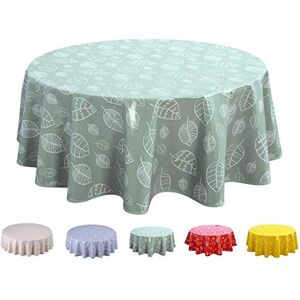 Home Direct Round Oilcloth PVC Wipe Clean Tablecloth 160cm 62" Leaves Sage Green