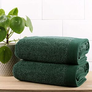 Drift Home 2 Pack Emerald Green Hand Towels (50 x 90cm) - 100% Eco Sustainable Cotton - Guest Towels, Head Towels, Beach Towels, Bathroom Accessory - Abode Eco Collection