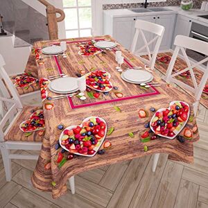 PETTI Artigiani Italiani Tovaglia Cucina Digitale Tablecloth, Tablecloth Rectangular, Tablecloth Wipe-Clean, Strawberries X12 (140X240 CM)