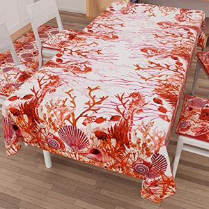 PETTI Artigiani Italiani Tovaglia Cucina Digitale Tablecloth, Tablecloth Rectangular, Tablecloth Wipe-Clean, Coral Red X12 (140X240 CM)