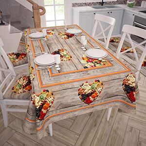 PETTI Artigiani Italiani Tovaglia Cucina Digitale Tablecloth, Tablecloth Rectangular, Tablecloth Wipe-Clean, Dried Fruit X24 (140X450 CM)