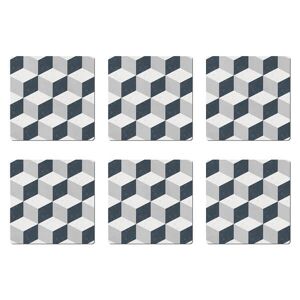 Denby Grey Geometric Square Set Of 6 Placemats