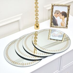Set of 4 Gold Laurel Leaf Mirrored Placemats Material: Glass, Plastic