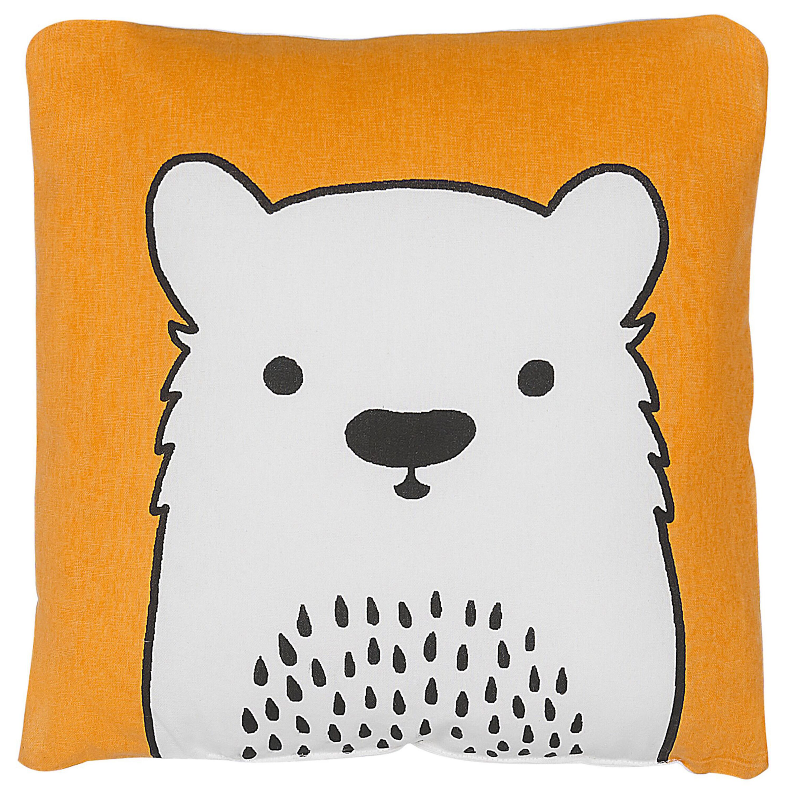 Beliani Kids Cushion Orange Fabric Bear Image Pillow with Filling Soft Children's Toy Material:Cotton Size:45x12x45