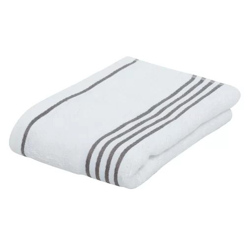 Rio Bath Towel  Colour: White base/Taupe  - Size: 17cm H X 24cm D