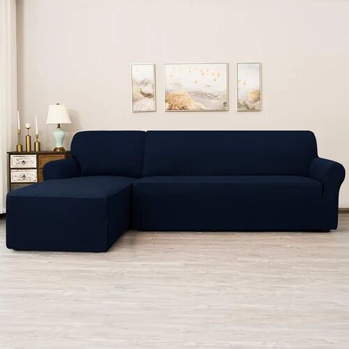 17 Stories Jacquard Box Cushion Sofa Slipcover 17 Stories Upholstery Colour: Navy  - Size: Runner 67 x 200cm