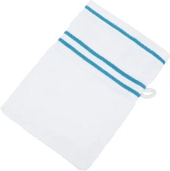 Rio Wash Mitt (Set of 4)  Colour: White base/Petrol  - Size: 16cm H X 21cm D