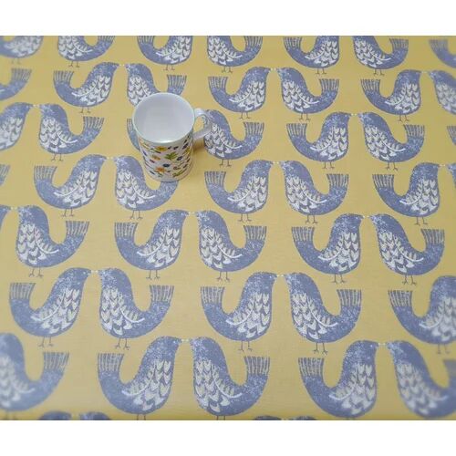 Ebern Designs Amici Scandi Birds Mustard Tablecloth Ebern Designs Size: 132cm W x 250cm L  - Size: Rectangle 120 x 170cm