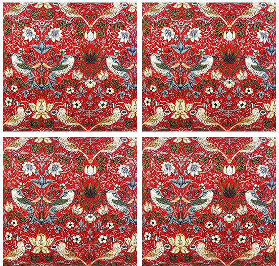 William Morris Strawberry Thief Red Pack Of 4 Napkins