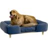 PawHut Hundebett Hundekissen Hundekörbchen Hundesofa Holzbeine, Polyester, Dunkelblau, 96 x 66 x 24 cm