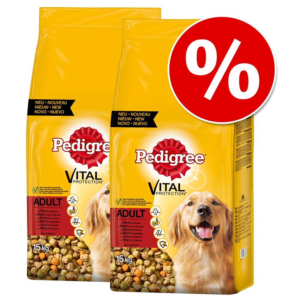 Pedigree Sparpaket Pedigree Trockenfutter für Hunde - Adult Maxi mit Rind & Reis (2 x 15 kg)
