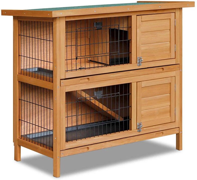 Unbranded Foldable Ramp Double Storey Rabbit Hutch