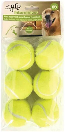 All For Paws 6 Pack Extra Bouncy Dog Fetch Balls Afp Hyper Maxi Super Bounce Tennis