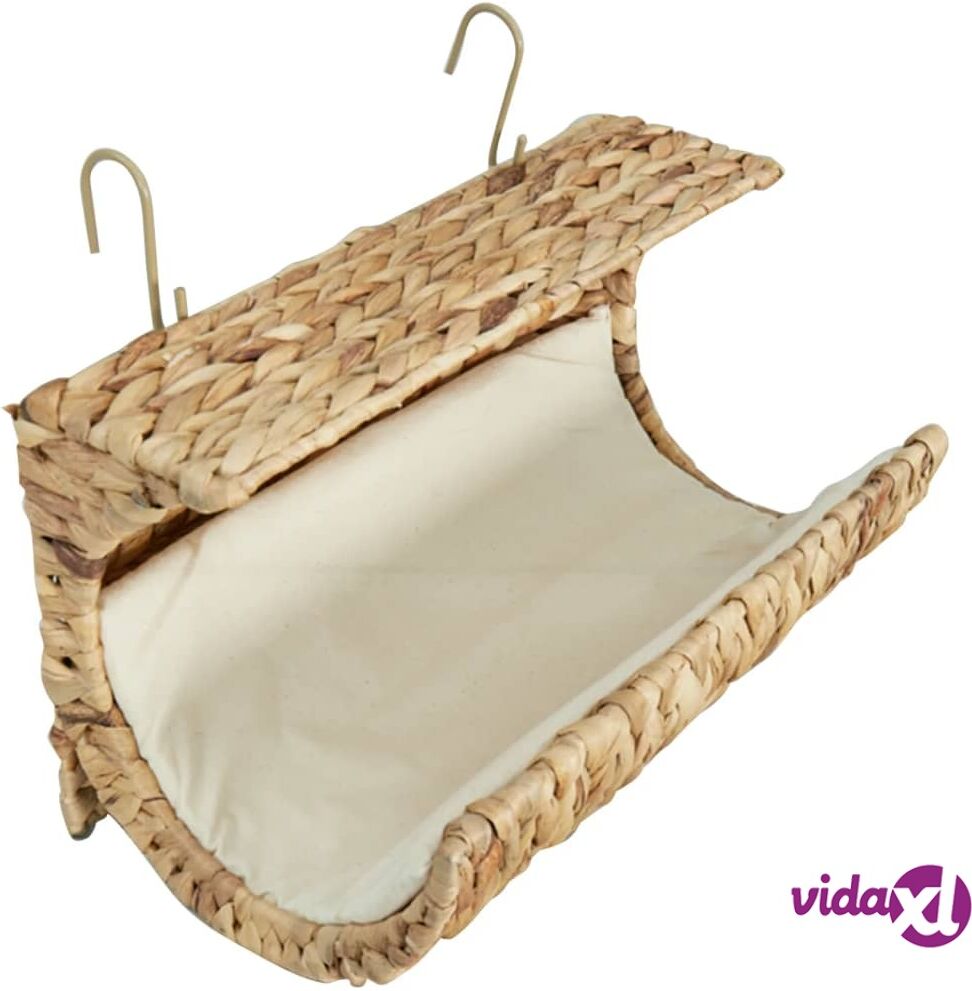 vidaXL Cat Bed with Cushion Water Hyacinth 37x20x20 cm