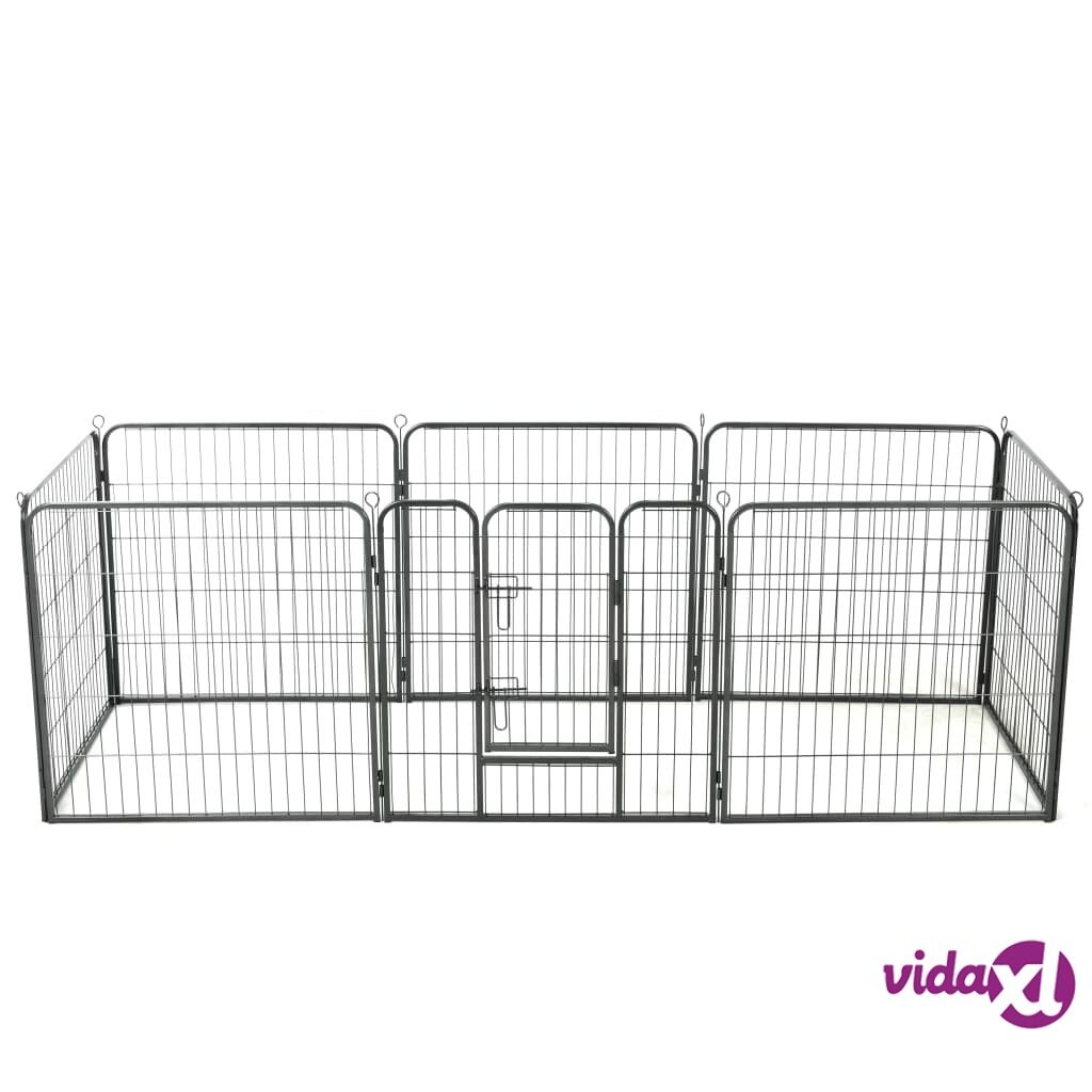 vidaXL Dog Playpen 8 Panels Steel 80x80 cm Black