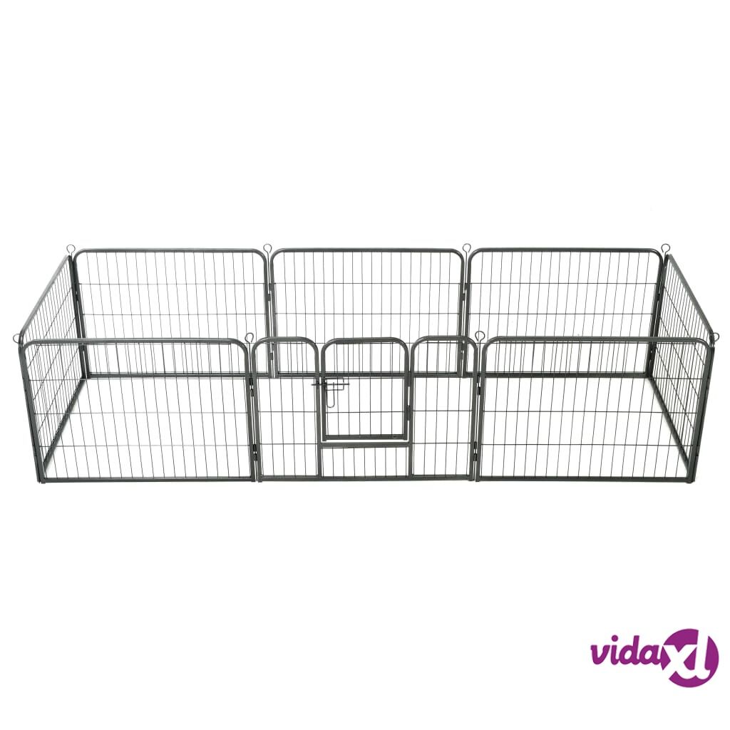 vidaXL Dog Playpen 8 Panels Steel 80x60 cm Black