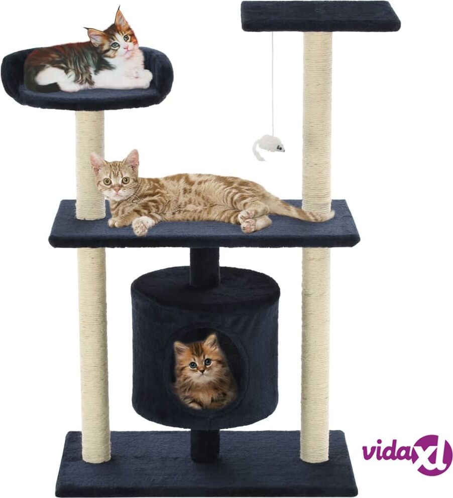 vidaXL Cat Tree with Sisal Scratching Posts 95 cm Dark Blue