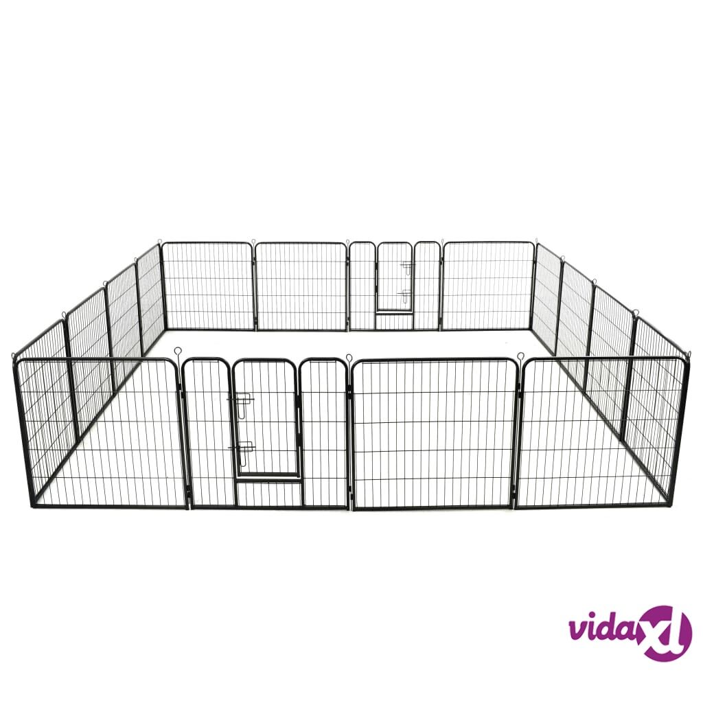 vidaXL Dog Playpen 16 Panels Steel 80x80 cm Black