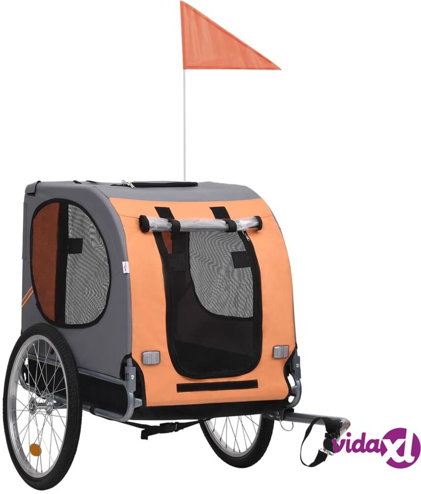 vidaXL Dog Bike Trailer Orange and Grey