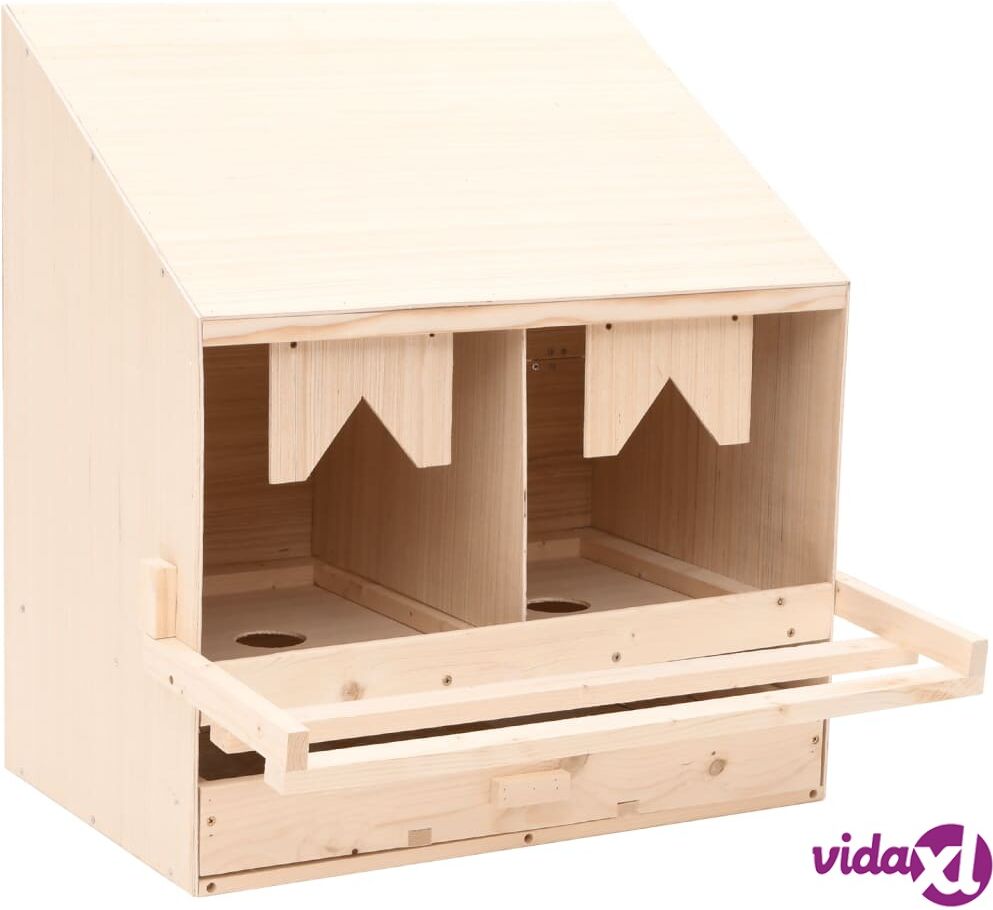 vidaXL Chicken Laying Nest 2 Compartments 63x40x65 cm Solid Pine Wood