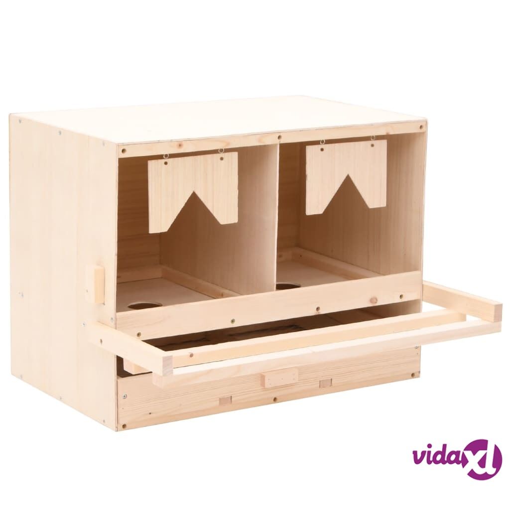 vidaXL Chicken Laying Nest 2 Compartments 63x40x45 cm Solid Pine Wood