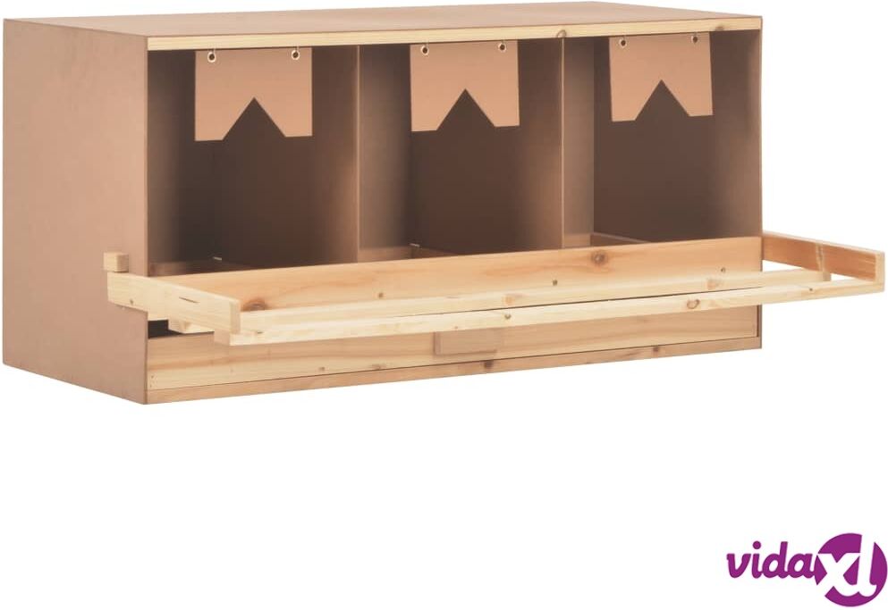 vidaXL Chicken Laying Nest 3 Compartments 96x40x45 cm Solid Pine Wood