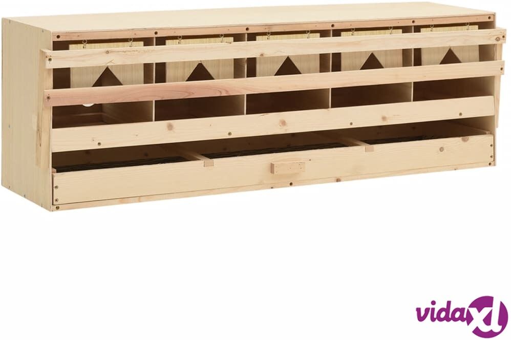 vidaXL Chicken Laying Nest 5 Compartments 117x33x38 cm Solid Pine Wood