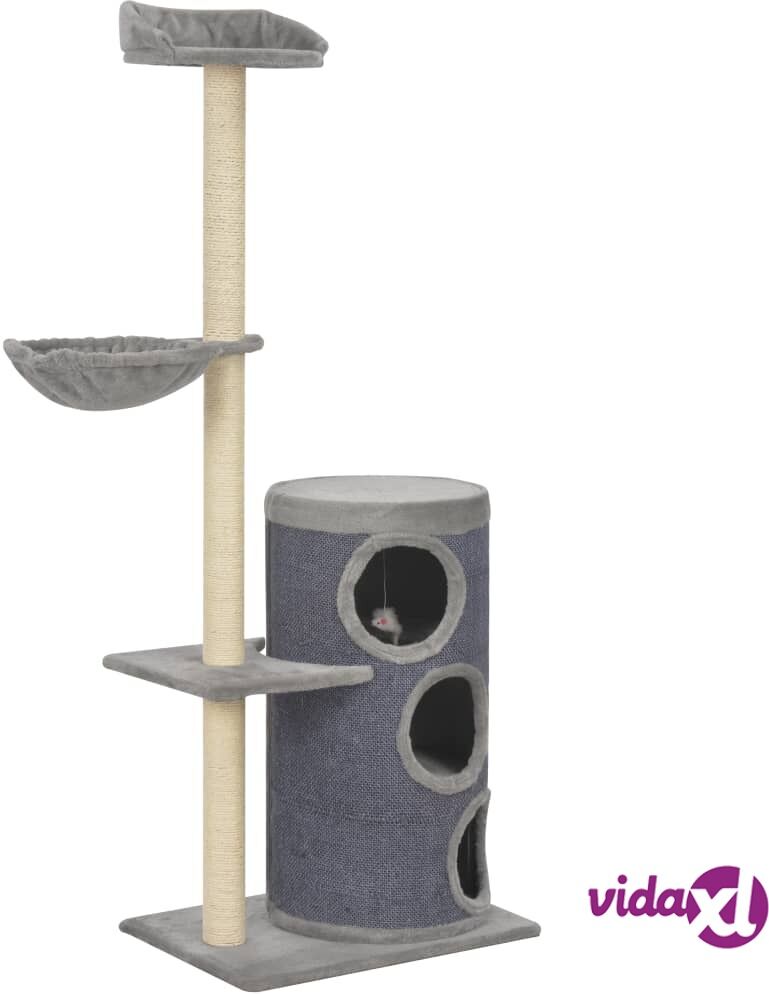 vidaXL Cat Tree with Sisal Scratching Posts Grey 148 cm