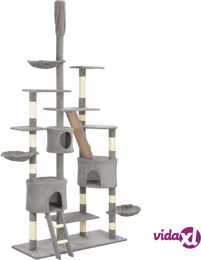 vidaXL Cat Tree with Sisal Scratching Posts Grey 255 cm