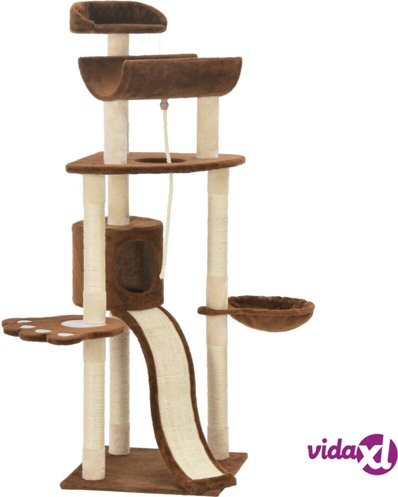 vidaXL Cat Tree with Sisal Scratching Posts Brown 145 cm