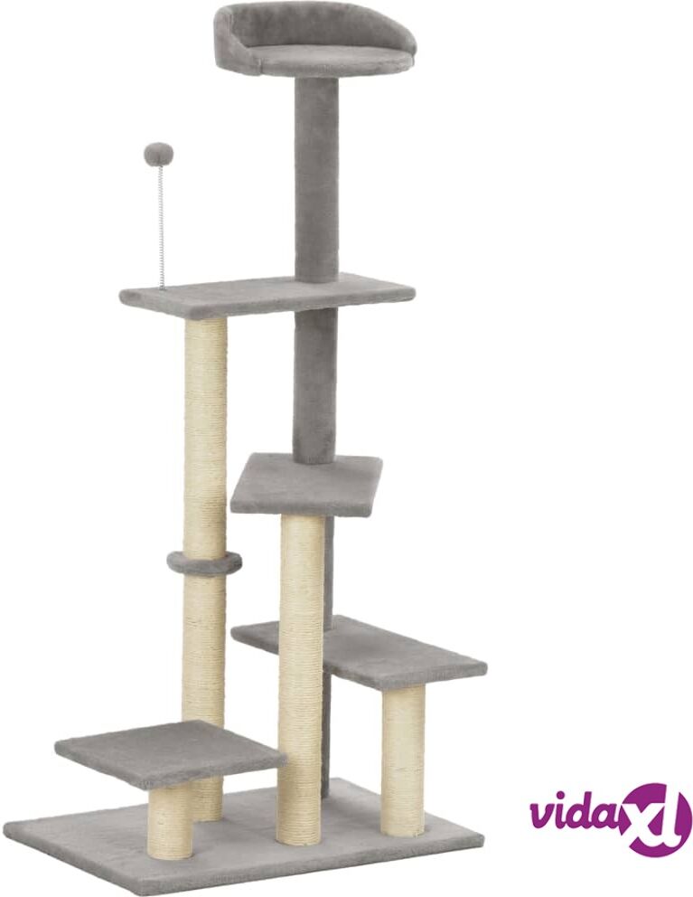 vidaXL Cat Tree with Sisal Scratching Post Grey 125 cm